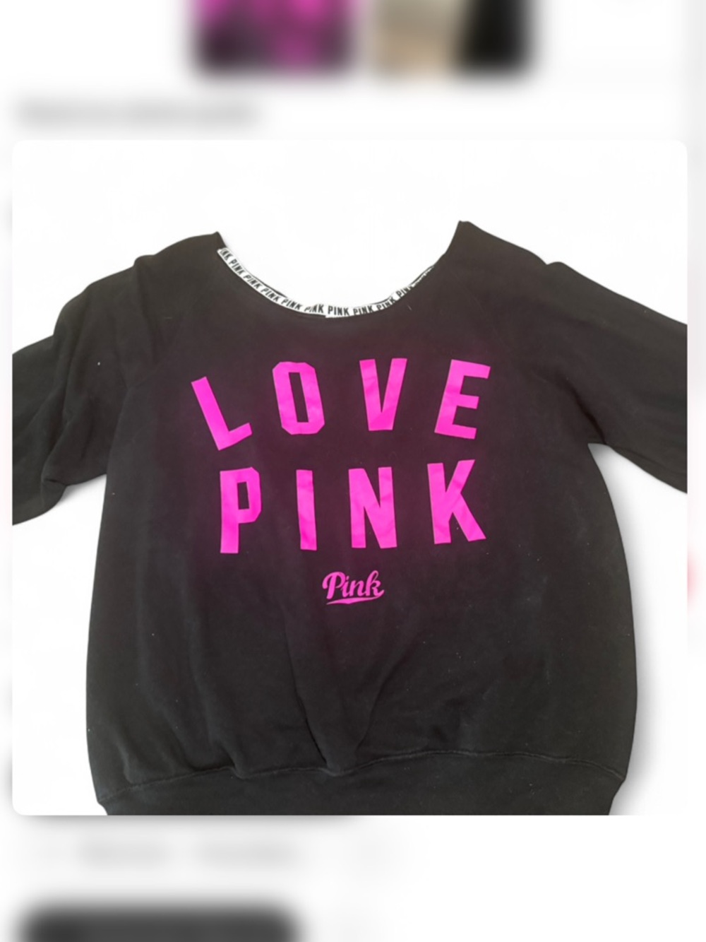 Victoria's Secret PINK Black Sweatshirt with Bright Pink Lettering